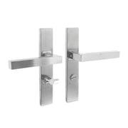 Intersteel deurkruk vierkant op schild toilet/WC RVS geborsteld - vooraanzicht