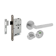 Intersteel deurbeslagset wc-slot 63/8 mm rvs met deurkruk Hoek 90° - vooraanzicht