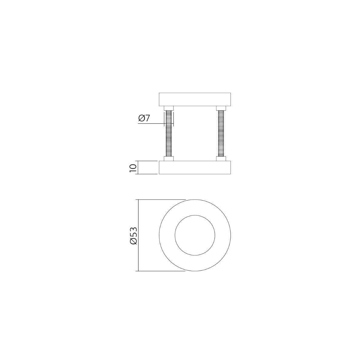 Intersteel afdekrozetten verdekt ø53x10mm rvs detail