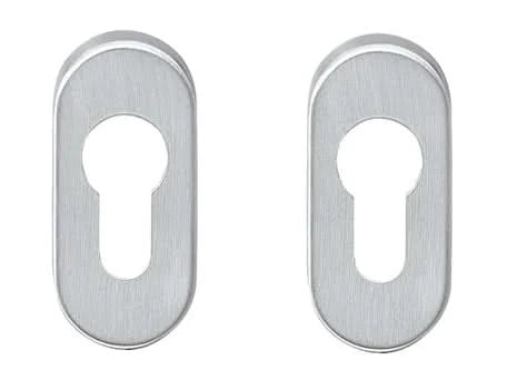 Intersteel rozet profielcilindergat ovaal verdekt RVS geborsteld vooraanzicht