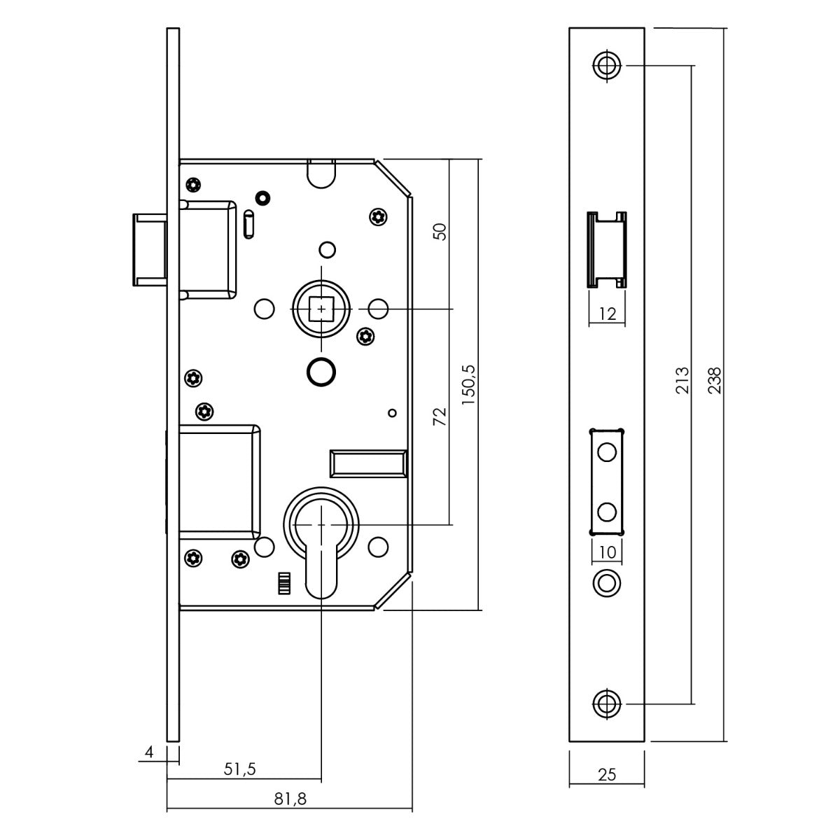 Intersteel achterdeurbeslag ovaal verdekt SKG*** rvs detail 2