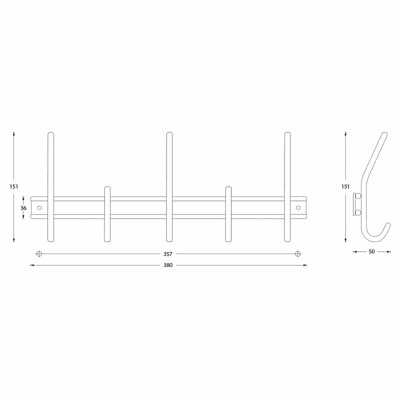 Intersteel kapstok 5 haken RVS geborsteld detail
