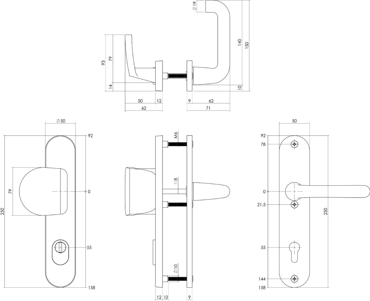 Intersteel voordeurbeslag ovaal SKG*** aluminium F1 detail 1