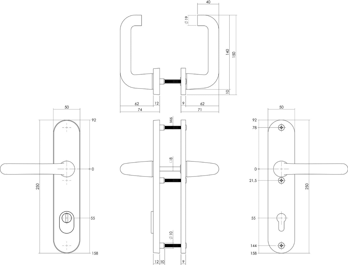 Intersteel achterdeurbeslag ovaal SKG*** aluminium F1 detail
