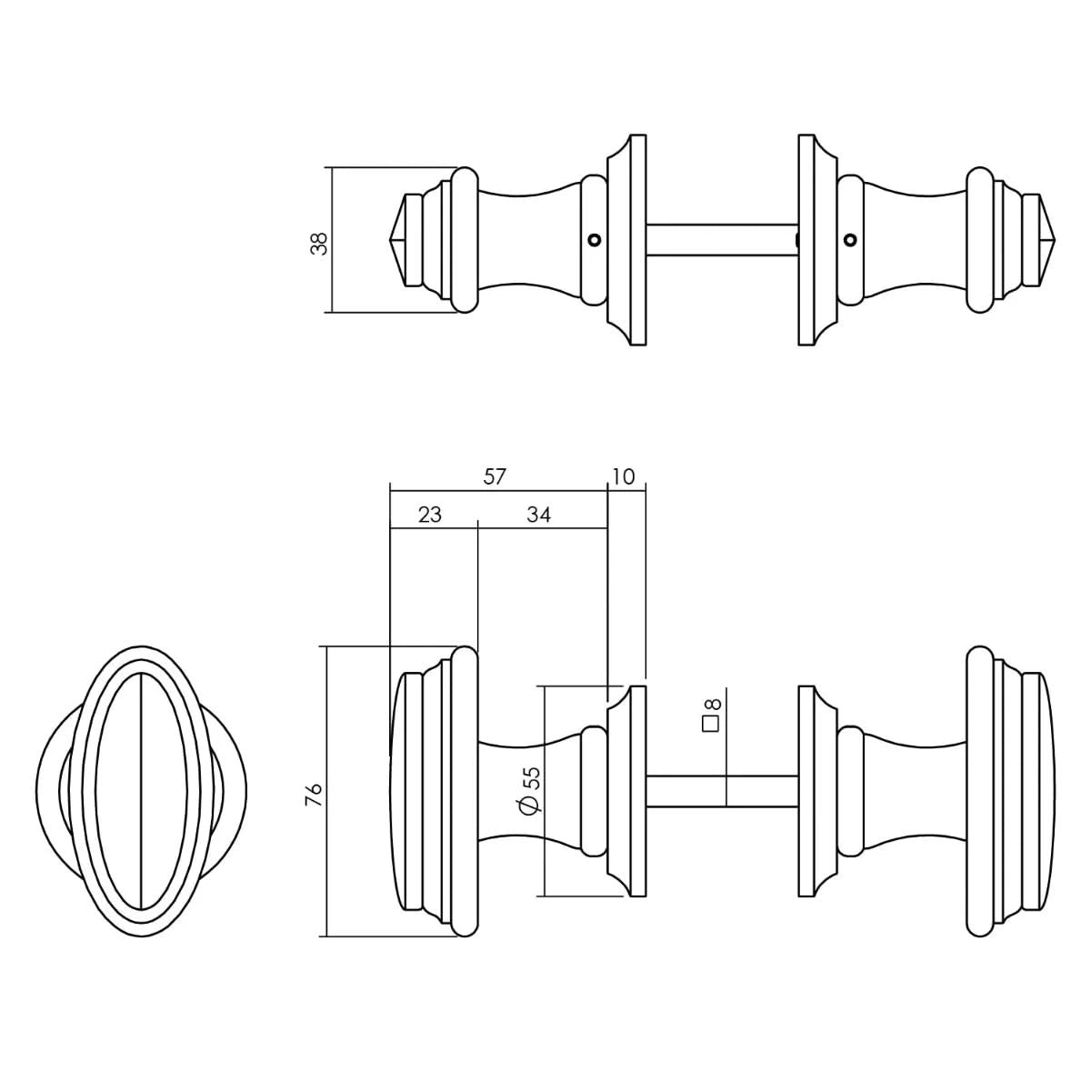 Intersteel knopkruk beukenhout met freesrand – detail