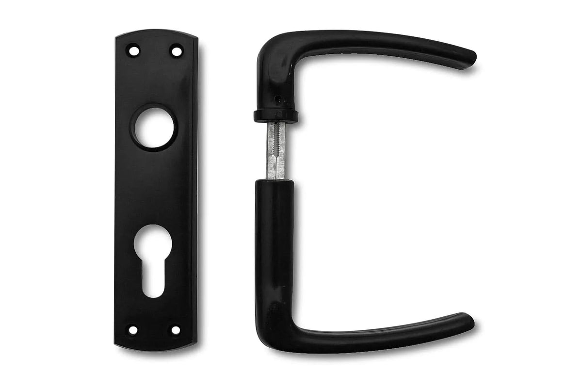 Dulimex DX poortslot met zwart deurkrukgarnituur detail