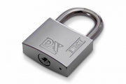 Dulimex cilinderhangslot marine 50 mm met RVS beugel en verchroomde messing kast, vooraanzicht