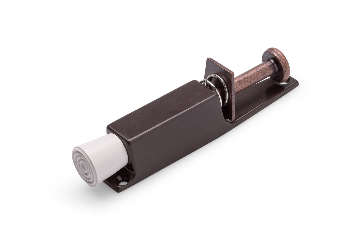 Dulimex DX deurvastzetter met voetstift 25x120 mm in bruin – vooraanzicht