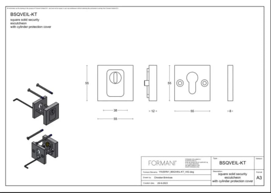 Formani achterdeurset BSQ kruk/kruk Mat Zwart SKG3, detail