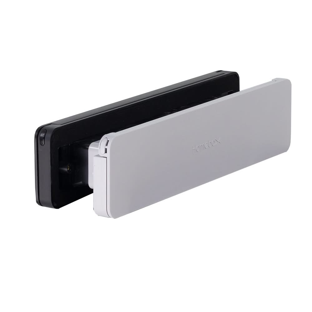 Homebox brievenbus zwart RAL 9005 / grijs RAL 7047 – geopende klep