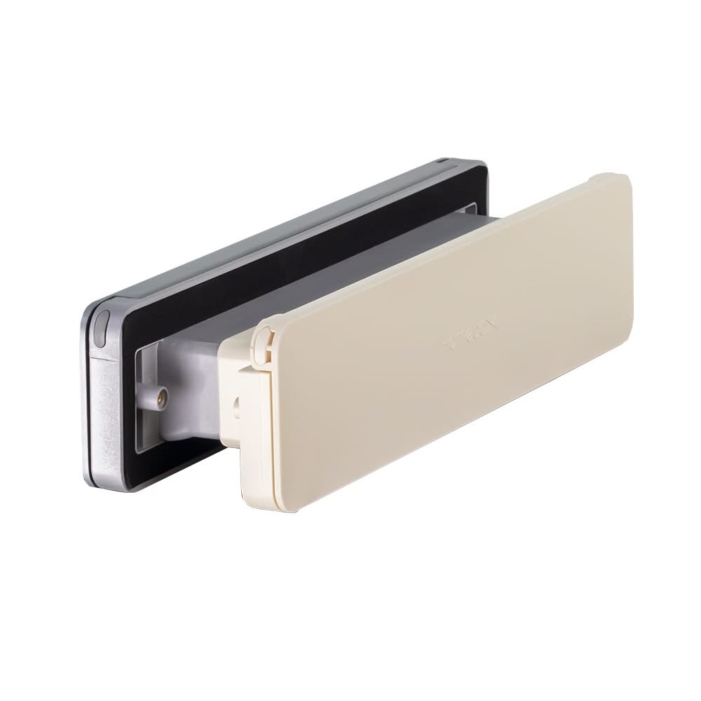 Homebox brievenbus aluinox / crèmewit RAL 9001 – binnenklep