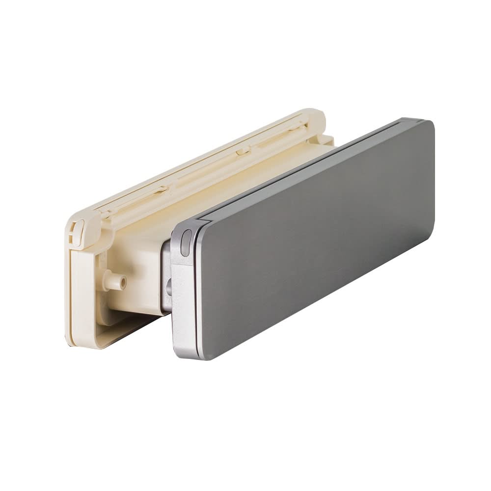 Homebox brievenbus aluinox / crèmewit RAL 9001 – geopende klep