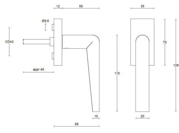 Formani PBI100-DK draaikiepgarnituur PVD mat zwart – detail