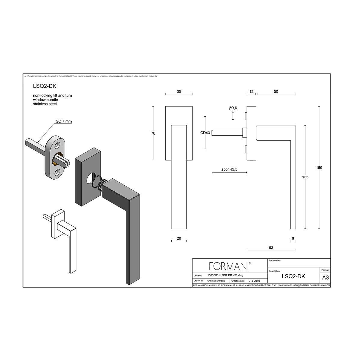 Formani LSQ2-DK draaikiepgarnituur mat zwart productdetail