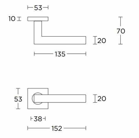 Formani Deurkruk BASIC BSQ1-G op vierkant rozet in RVS mat - gemonteerd op een binnendeur