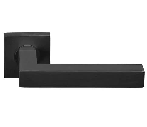 Deurbeslag-expert deurkruk Volaria PVD Gunmetal op vierkant rozet – vooraanzicht