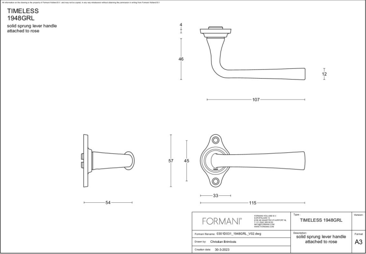 FORMANI 1948GRL deurkruk mat nikkel detail