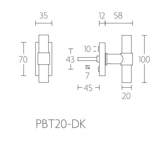 Formani PBT20-DK draaikiepgarnituur mat roestvast staal – detail
