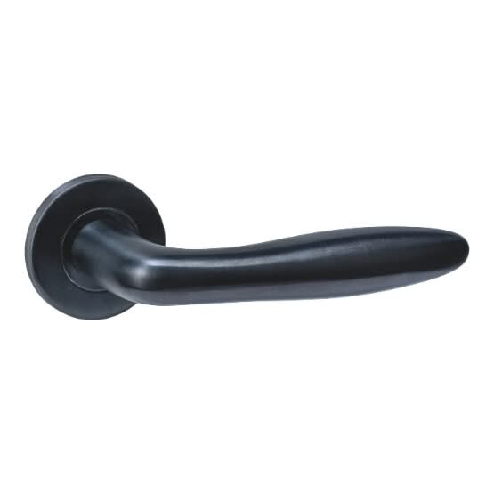 Intersteel deurkruk Q 03 op rozet PVD zwart vooraanzicht