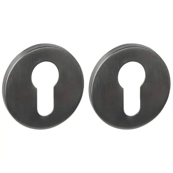 Intersteel Q cilinderrozet verdekt antraciet PVD ø52 mm vooraanzicht