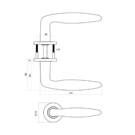 Intersteel deurkruk Q 03 op rozet PVD zwart detail (tweede aanzicht)