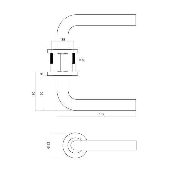 Intersteel deurkruk Q 02 op rozet PVD brons detail (tweede aanzicht)