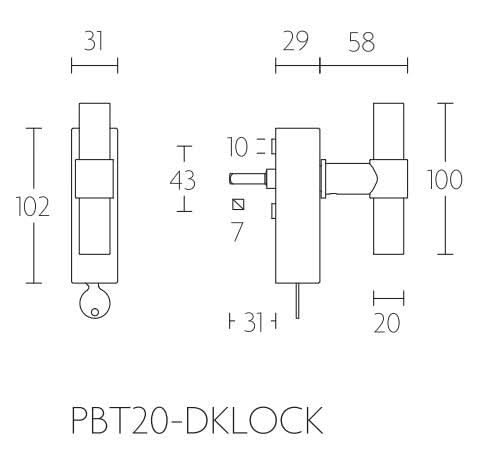 Formani PBT20-DKLOCK draaikiepgarnituur mat roestvast staal – detail