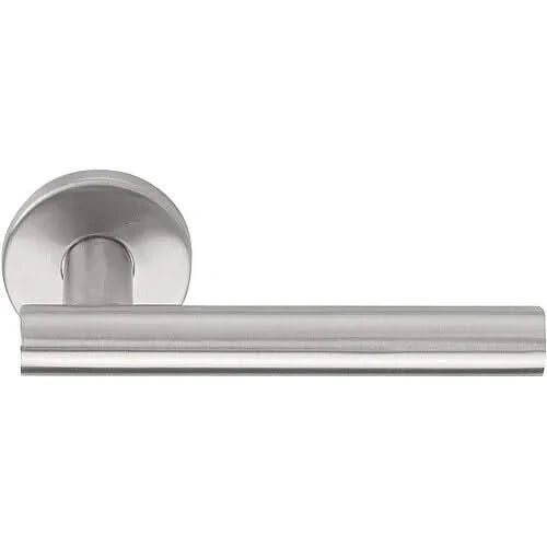 Formani deurkruk BASIC LB7-19 op ronde rozet in RVS mat – vooraanzicht