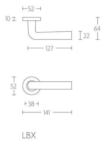 Formani deurkruk BASIC LB10 op ronde rozet in PVD mat RVS – detail