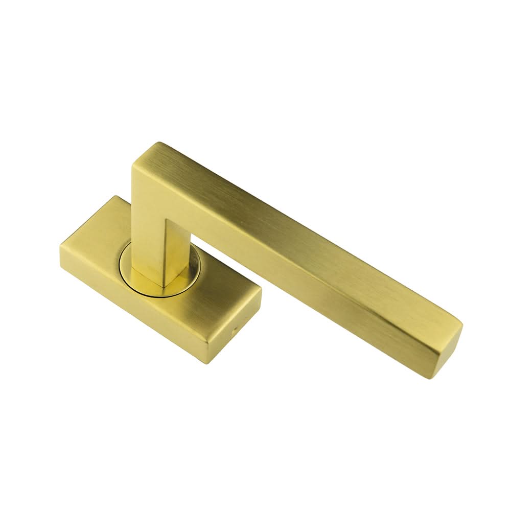 HDD Pro raamkruk Kubic Shape messing gepolijst vooraanzicht