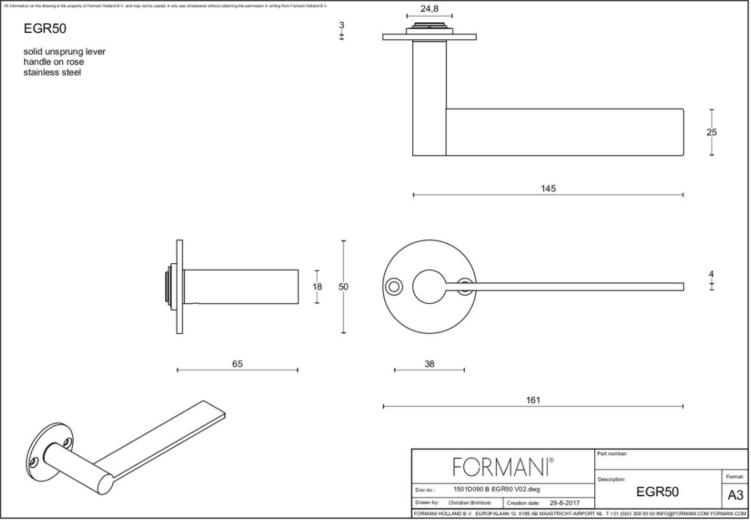 Formani EGR50 deurkruk mat zwart - detailfoto
