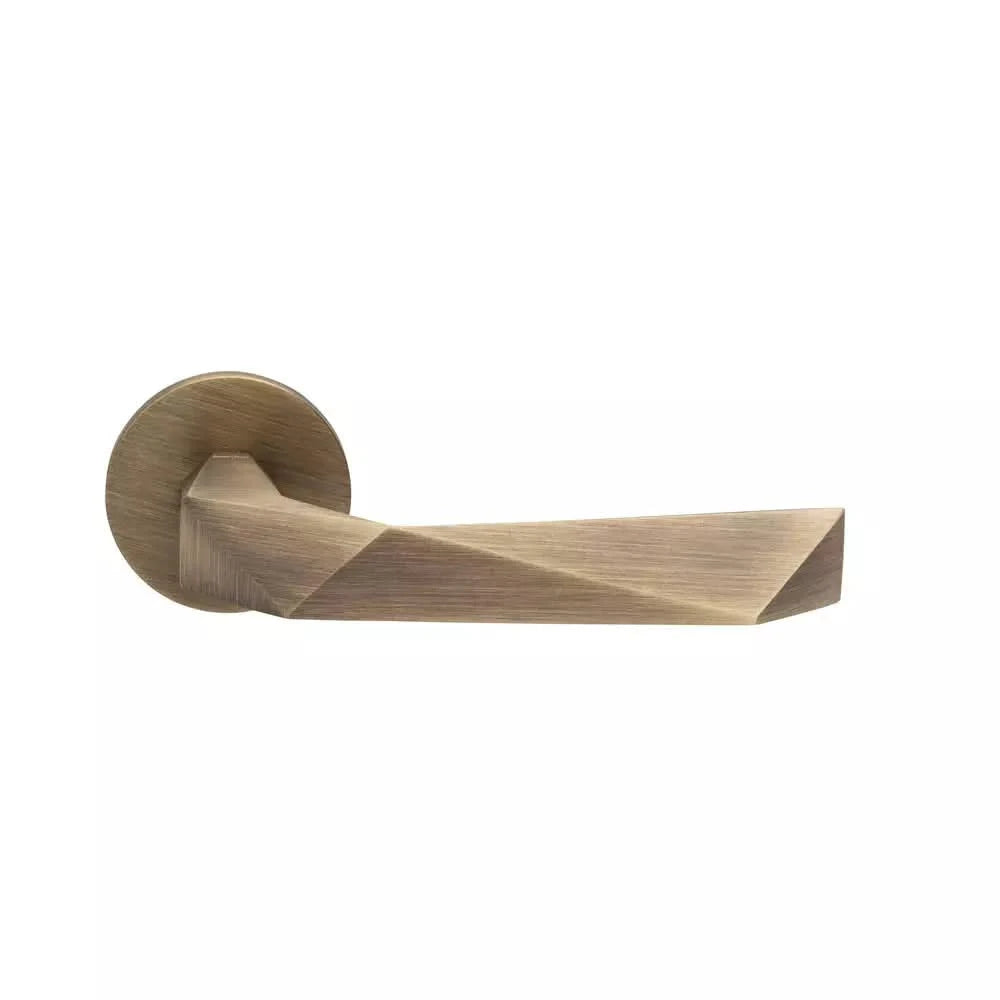 DND deurkruk Luxury brushed goud op rond rozet vooraanzicht