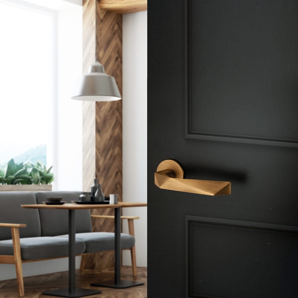 DND deurkruk Luxury mat brons op rond rozet detail
