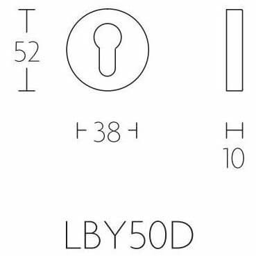 Formani BASIC LBY50D cilinderplaatje brons lijntekening met maatvoering