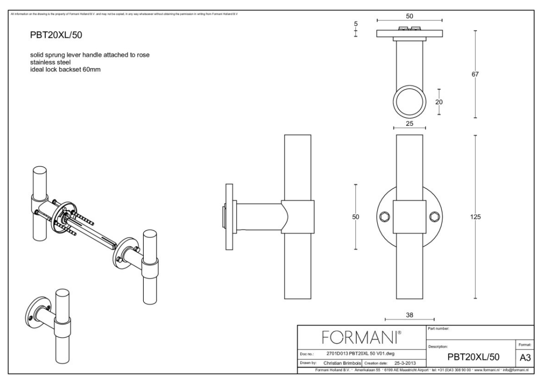 Formani PBT20XL/50 deurkruk Piet Boon wit detail