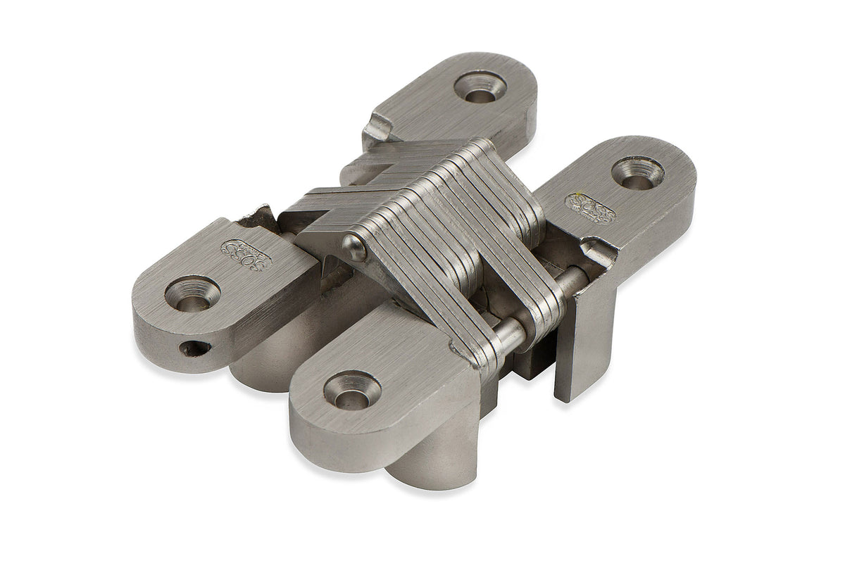 Dulimex DX SOSS onzichtbaar scharnier 216 SS 25x117 mm geborsteld RVS AISI 316, vooraanzicht