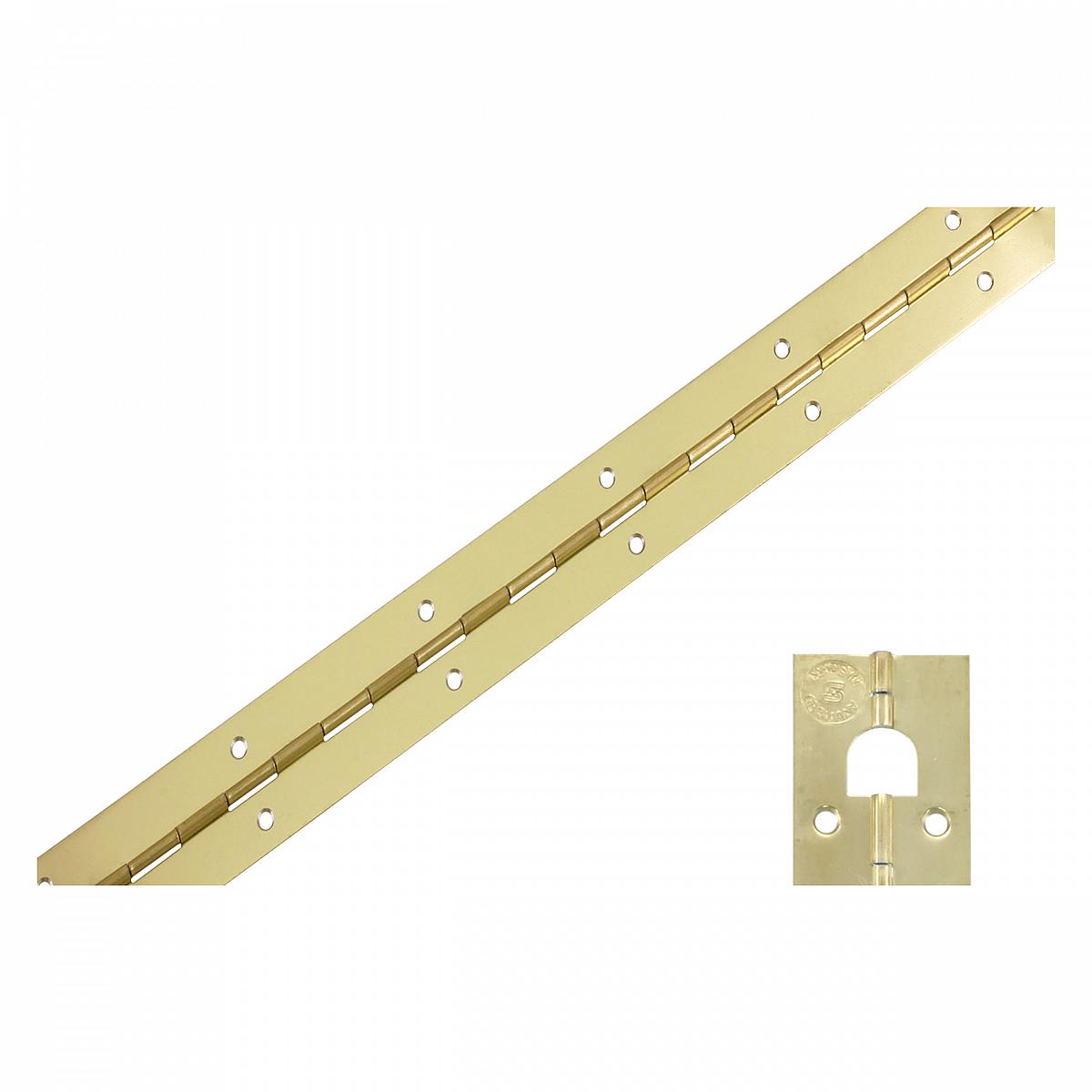 Starx pianoscharnier met ophangoog vermessingd 32 x 1000 mm vooraanzicht