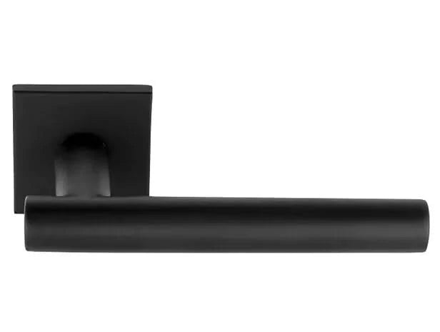 Formani deurkruk BASICS LB7-19 Q50 op ronde rozet in mat zwart – vooraanzicht
