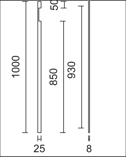 HDD Pro Square Long meubelgreep 1000 mm zwart – detailweergave