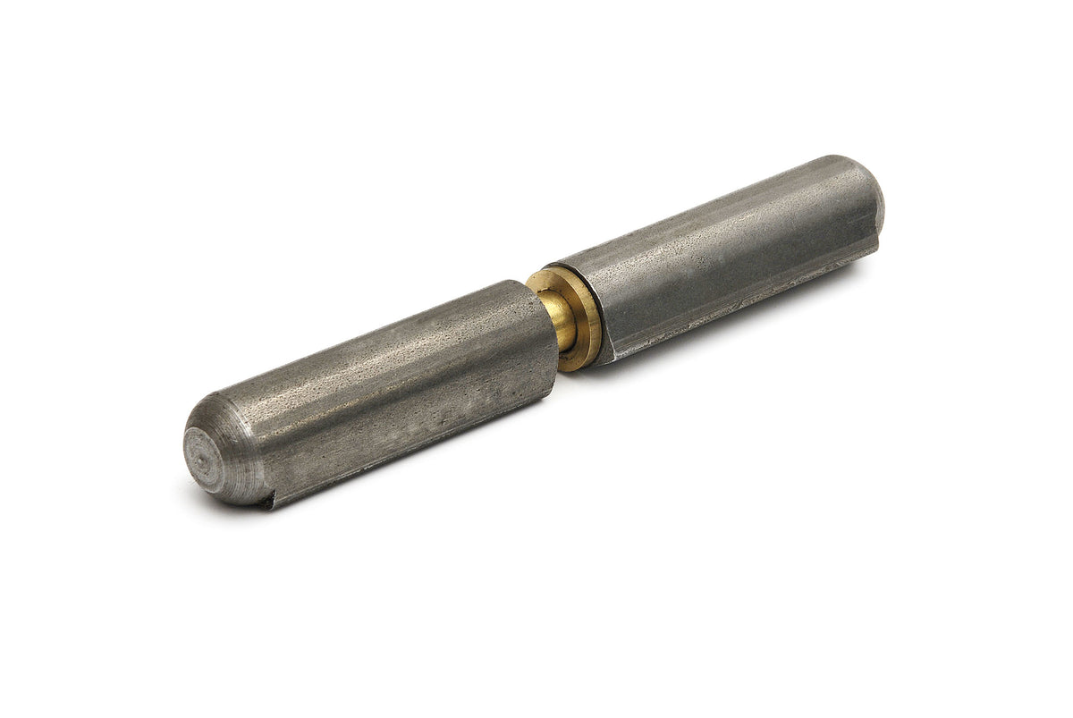 Dulimex DX aanlaspaumelle 200 x 22 mm blank staal met messing pen en messing ring, vooraanzicht