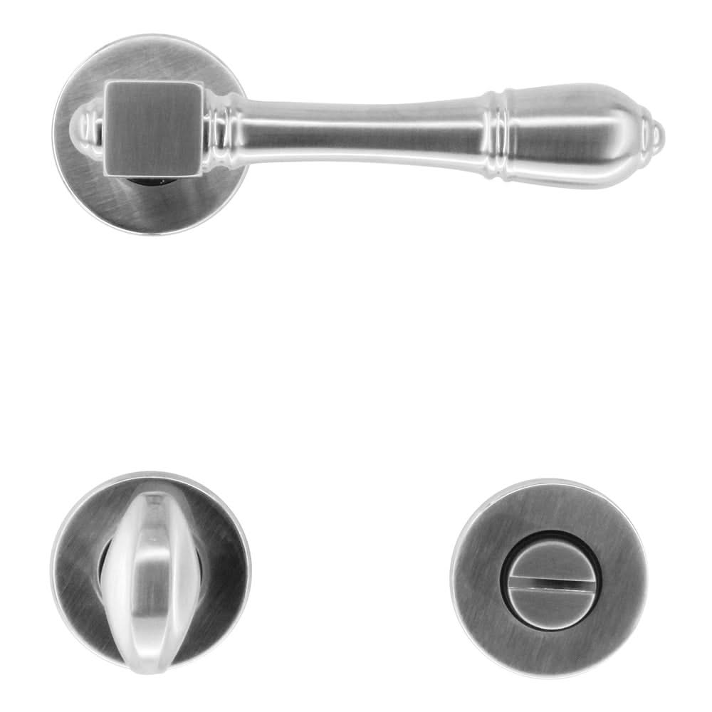 HDD Pro deurkruk Aldagonda inox look op rozet gemonteerd