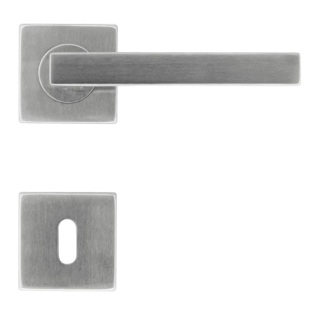 HDD Pro Kubic Shape deurkruk RVS geborsteld op rozet – zijaanzicht