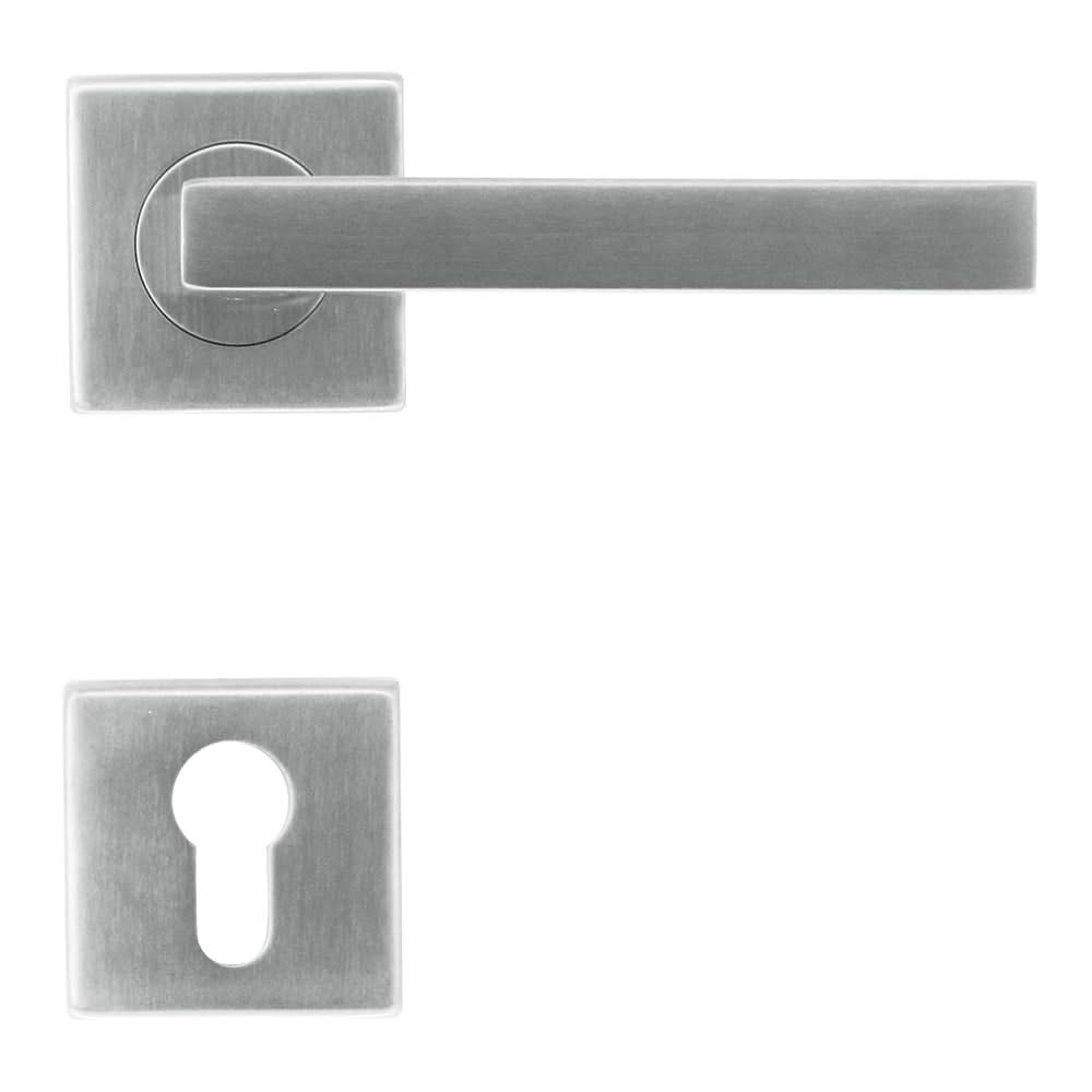 HDD Pro Kubic Shape deurkruk RVS geborsteld op rozet – set