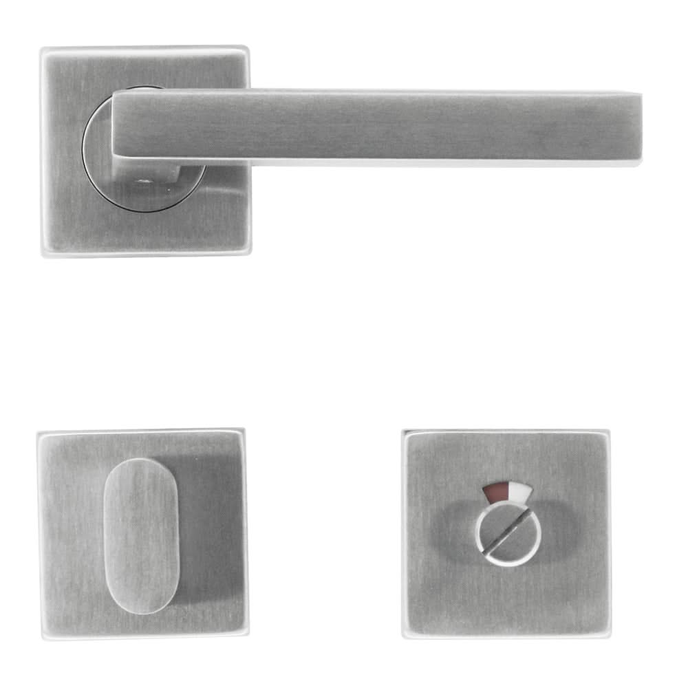 HDD Pro Kubic Shape deurkruk RVS geborsteld op rozet – gemonteerd