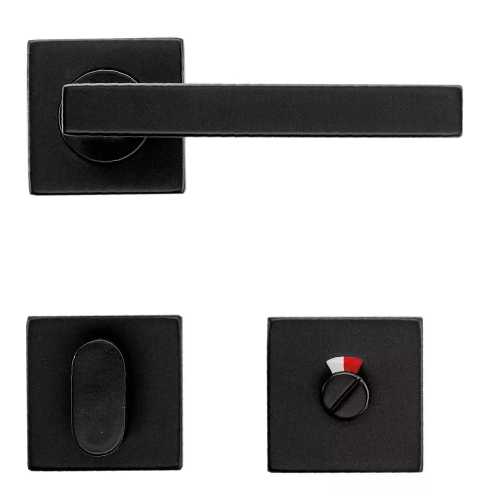 HDD Pro Kubic Shape deurkruk zwart op rozet – gemonteerd