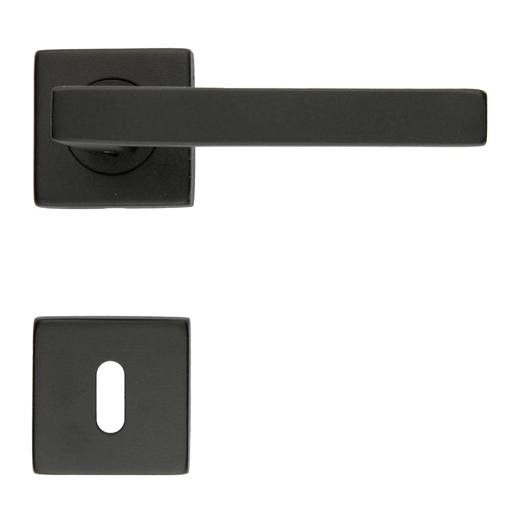 HDD Pro Kubic Shape deurkruk zwart structuur op rozet – zijaanzicht