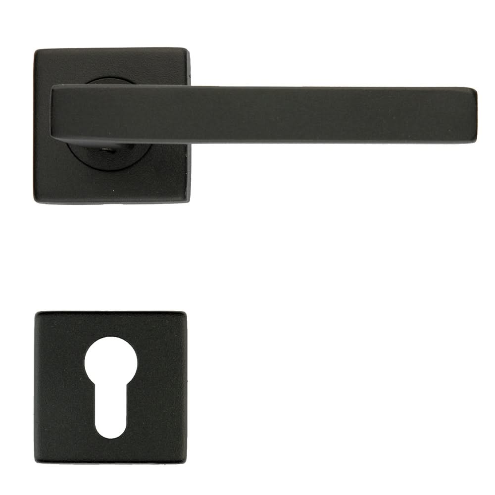 HDD Pro Kubic Shape deurkruk zwart structuur op rozet – set