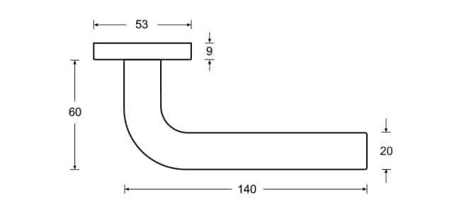 Hafi Private Line deurkruk model 201 rond RVS geborsteld – technische maattekening