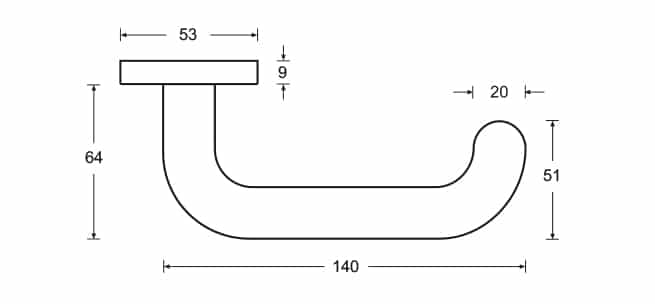 Hafi Private Line deurkruk model 225 rond RVS geborsteld - technische maattekening