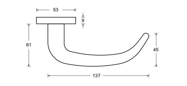Hafi Private Line deurkruk model 299 rond RVS geborsteld - technische maattekening